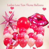 Pink Red Balloon Garland Arch Kit 108 Pcs with Foil Star Lip Balloons for Girl woman birthday Mother's Day Valentine galentines Bridal Shower Engagement Wedding theme party decorations
