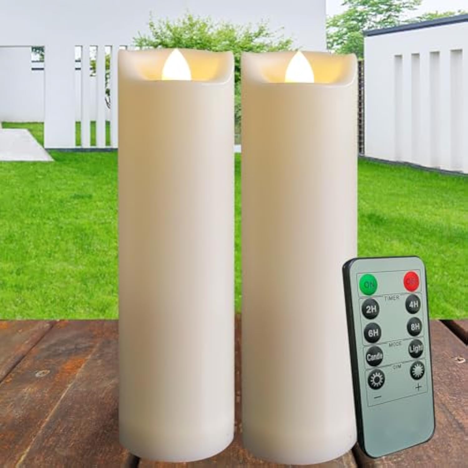 2"X7" Outdoor Led Battery Operated Candles With Timer/Remote Plastic Flickering Waterproof Flameless Candles Wedding Party Halloween Christmas Birthday Decoration Realistic Slim Tall Pillar Candles