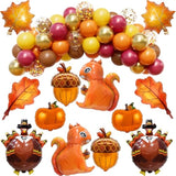 Thanksgiving Balloon Kit: Fall Maple Leaf, Pumpkin, Turkey Foil Balloons
