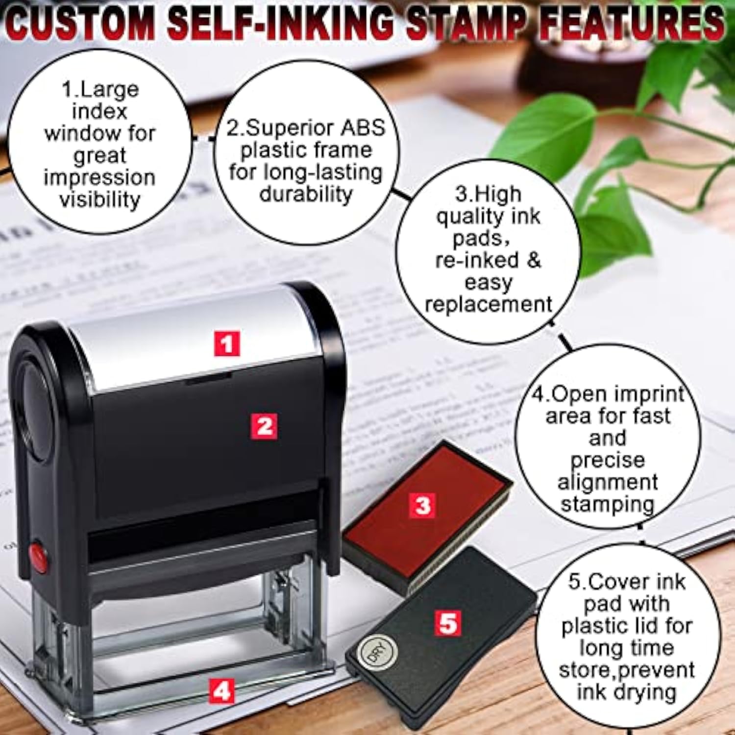 Christmas Self-Inking Stamps - North Pole, Reindeer, Air Mail, Winter Holiday - Custom Stamps For Christmas