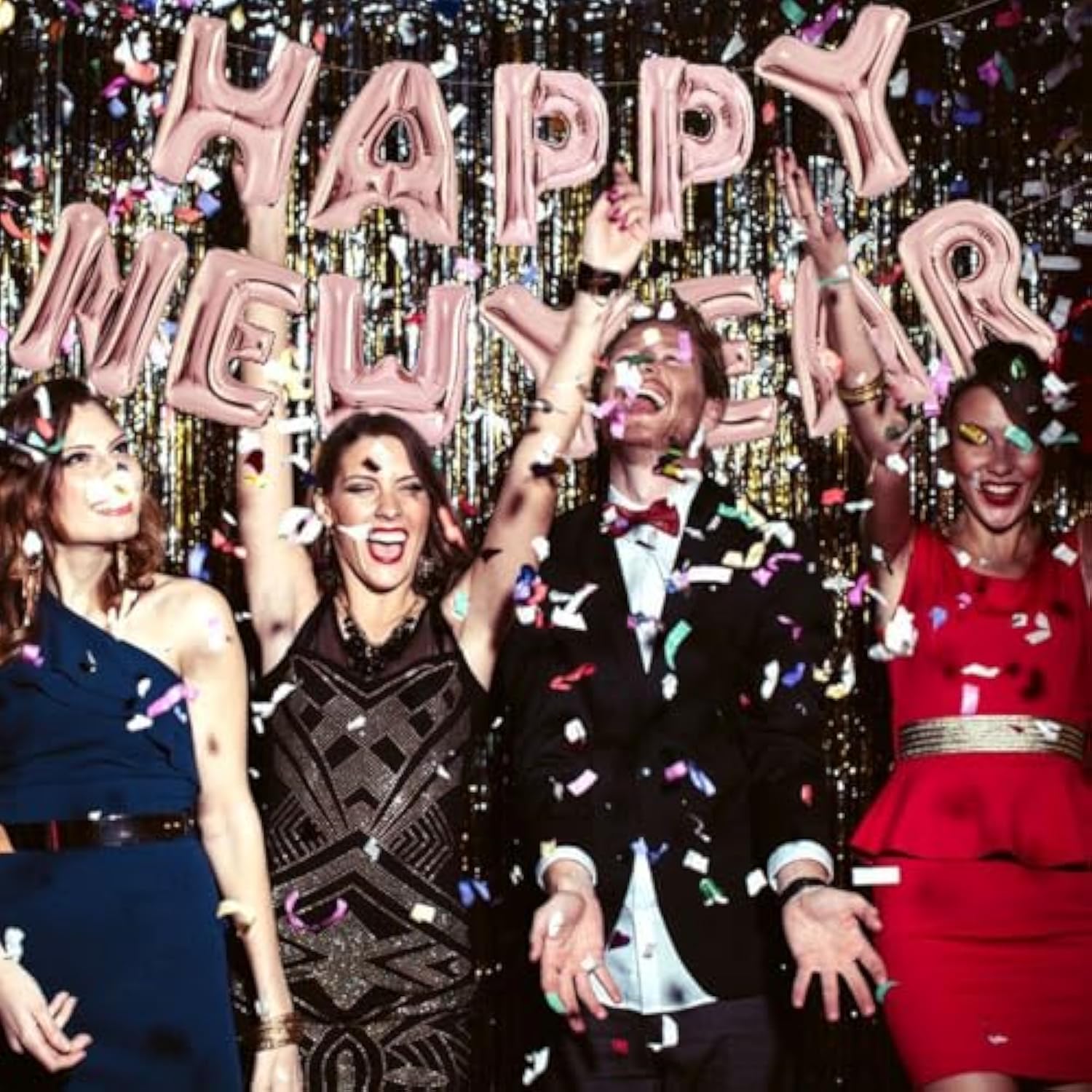 Rose Gold 16Inch Foil Balloons Banner Set New Year 2025 Party Decor