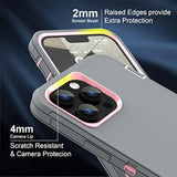 For 13 Pro Max Case , 12 Pro Max Case, Heavy Duty Shockproof 3 In 1 Silicone Rubber Hard Pc Rugged Durable Phone Cover For 12 Pro Max &13 Pro Max Phone 6.7 Inch. (Gray/Pink)