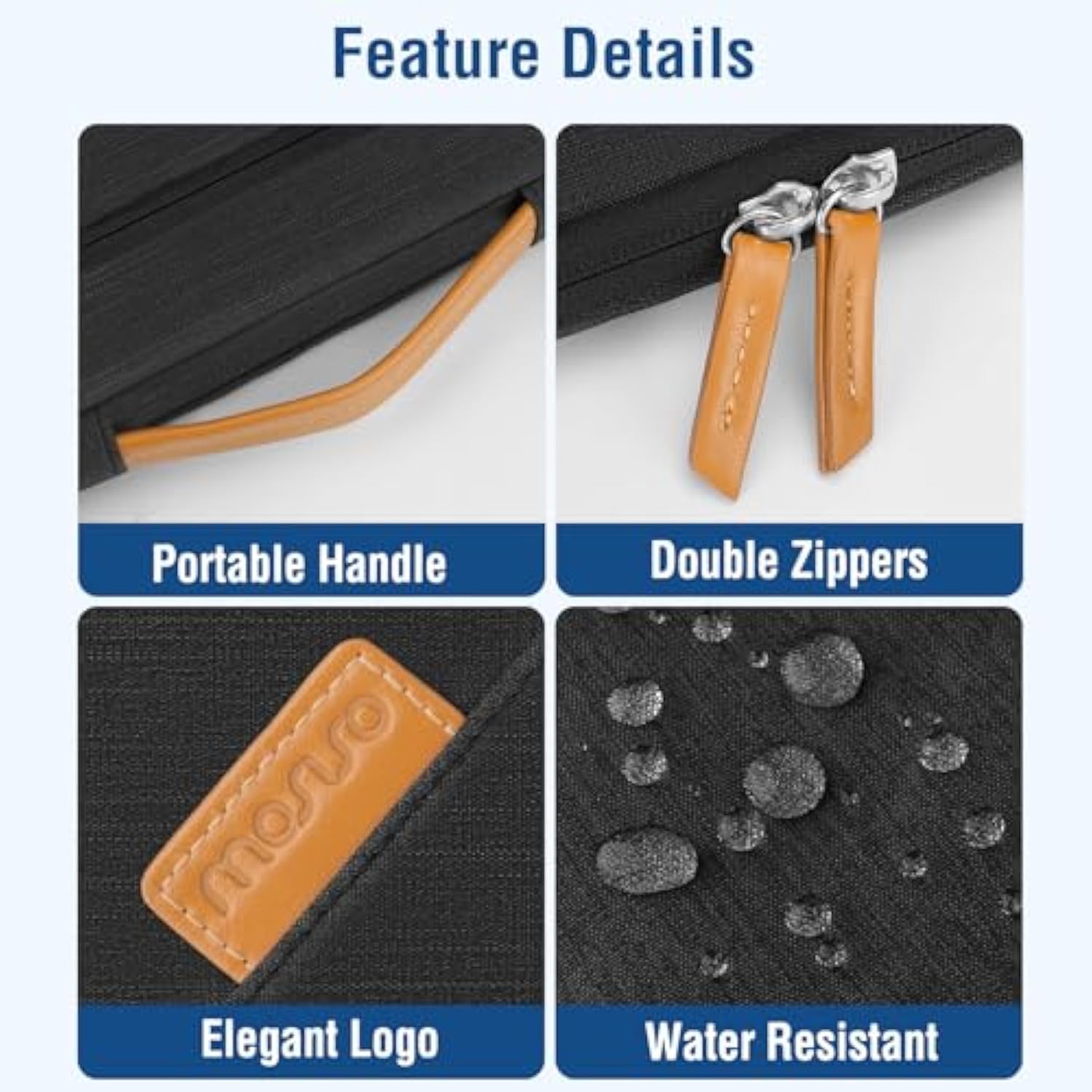 MOSISO 360 Protective Laptop Case 13.3 inch, 13-14 inch Laptop Sleeve Compatible with MacBook Air 13.6/Pro 13/Pro 14,HP Dell ASUS Lenovo, Side Open Carrying Bag with 4 Accessory Pockets & Belt, Black