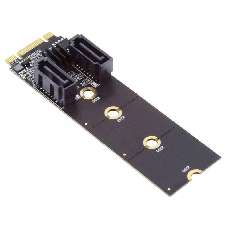 Cablecc PCI Express NGFF Key B+M to SATA 3.0 6Gbps Dual Ports Vertical Adapter