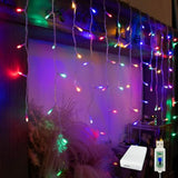 13Ft Icicle Christmas Lights 96 Led Usb/Battery Curtain Fairy Lights With 18 Drops Icicle Lights For Wedding Christmas H