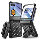 SUPCASE for Samsung Galaxy Z Flip 7 Case with Built-in Stand & Belt-Clip (Unicorn Beetle Pro), [Hinge Protection] [Front Tempered Glass Screen Protector] Full Body Military-Grade Phone Cover, Black