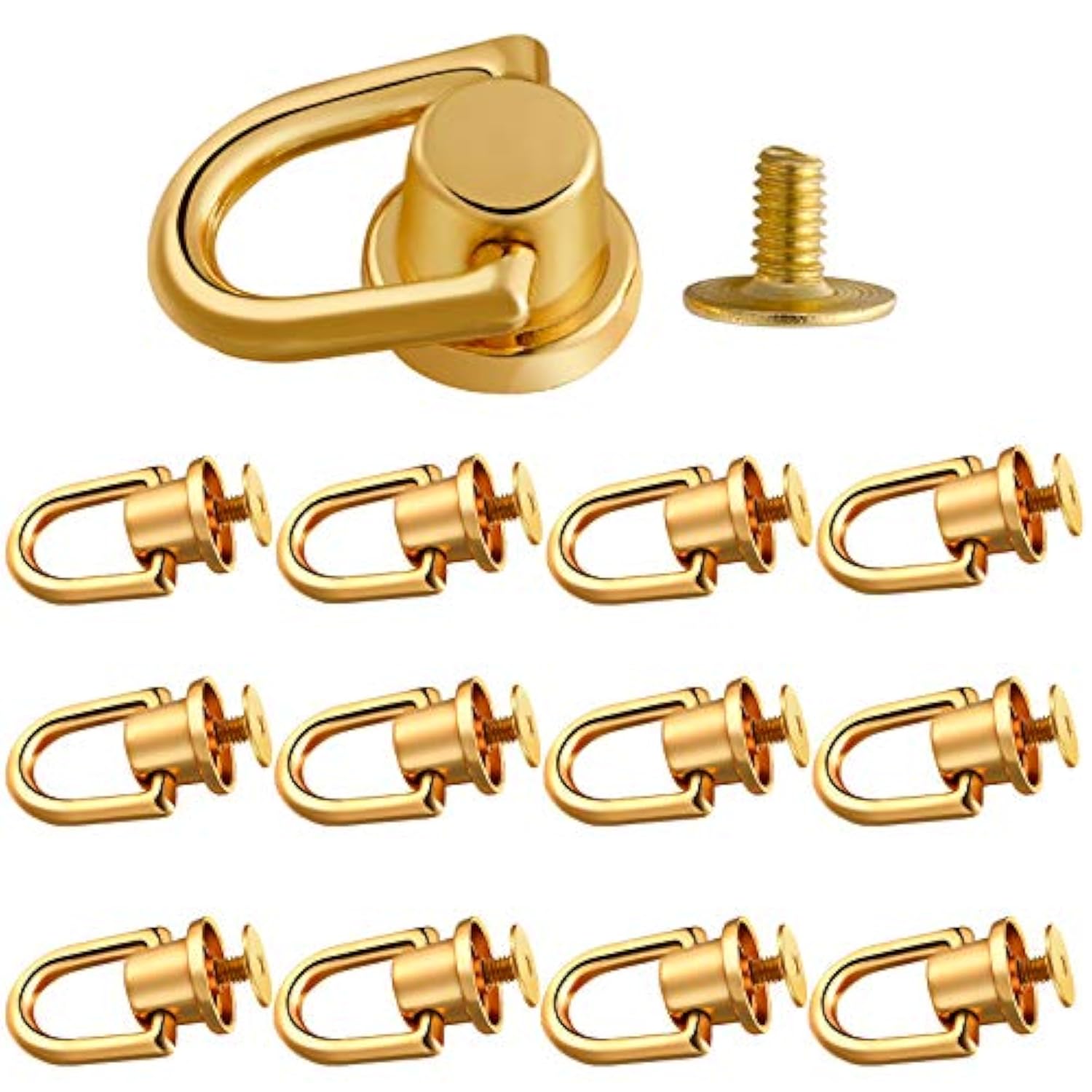 12 Pieces D Ring Stud Screw Ball Post Head Buttons Stud Screw, Metal R