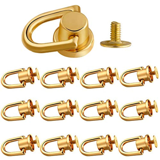 12 Pieces D Ring Stud Screw Ball Post Head Buttons Stud Screw, Metal R