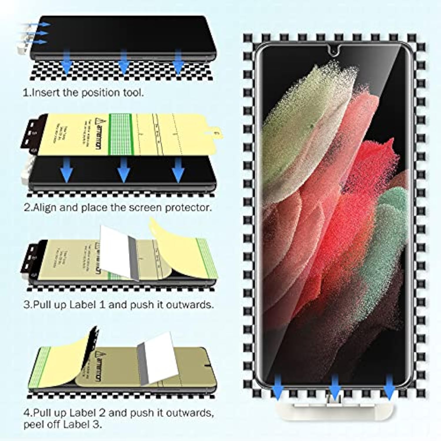 [2+2 Pack] Compatible For Samsung Galaxy S21 Ultra 5G 6.8-Inch, Flexible Tpu Screen Protector And Glass Camera Lens Protector[Support Fingerprint Reader] [Easy Installation] Case Friendly