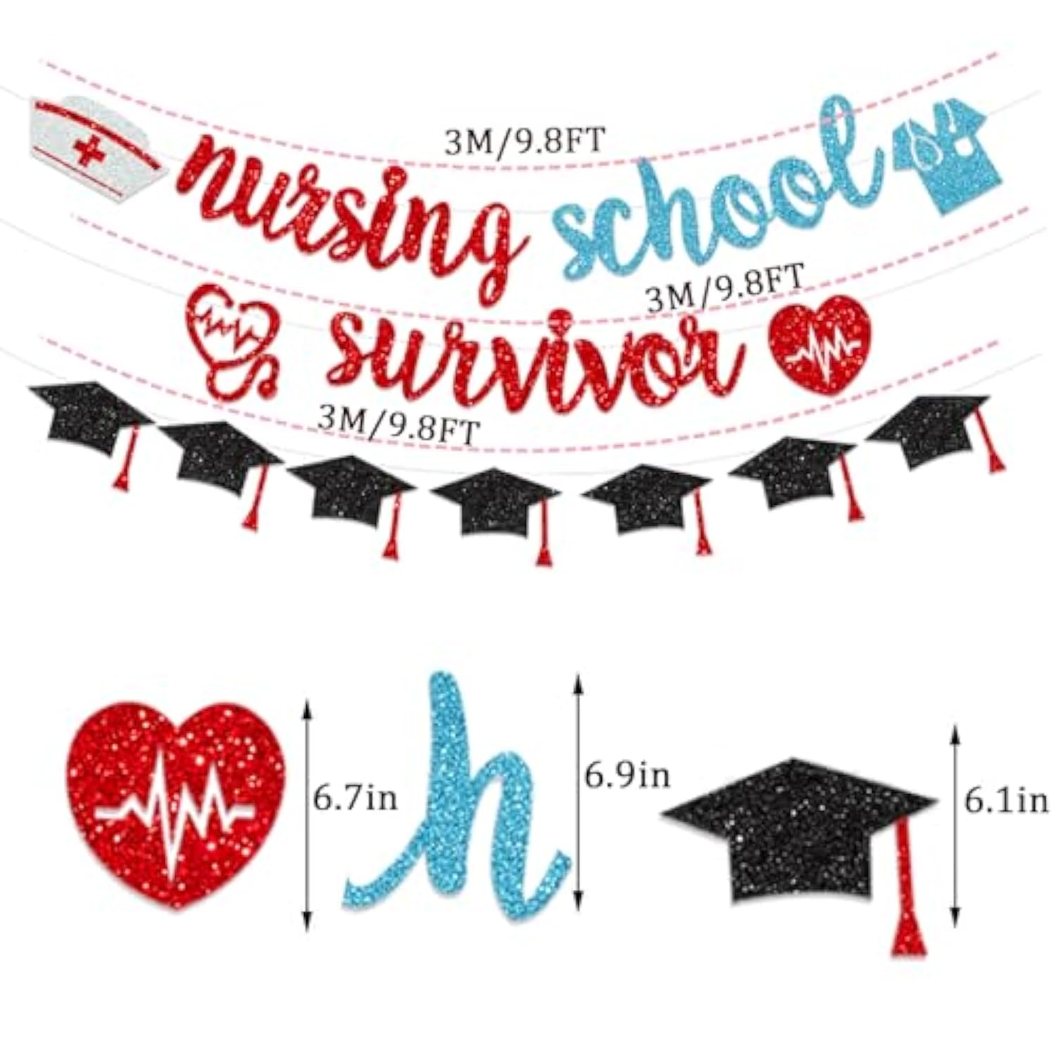 Nursing Graduation Party Supplies Decorations - Class Of 2025 Rn Banner, Glitter Congrats Nurse, Call The Shots Party Decor Garland, School Survivor Favors