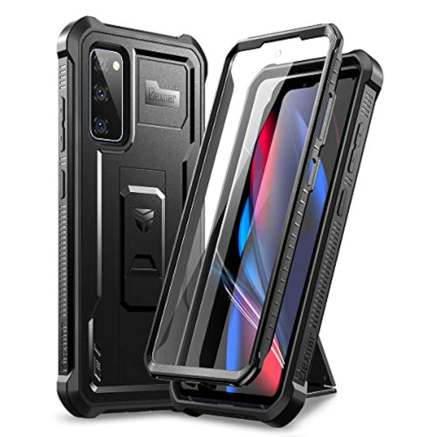 For Samsung Galaxy S20 Fe Case, [Built In Screen Protector And Kickstand] Heavy Duty Grade Protection Shockproof Protective Cover For Samsung Galaxy S20 Fe 5G, 6.5 Inch Black