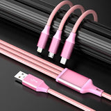 2-Pack 4ft 3-in-1 Nylon Braided USB Charging Cable Type-C Micro iP Universal