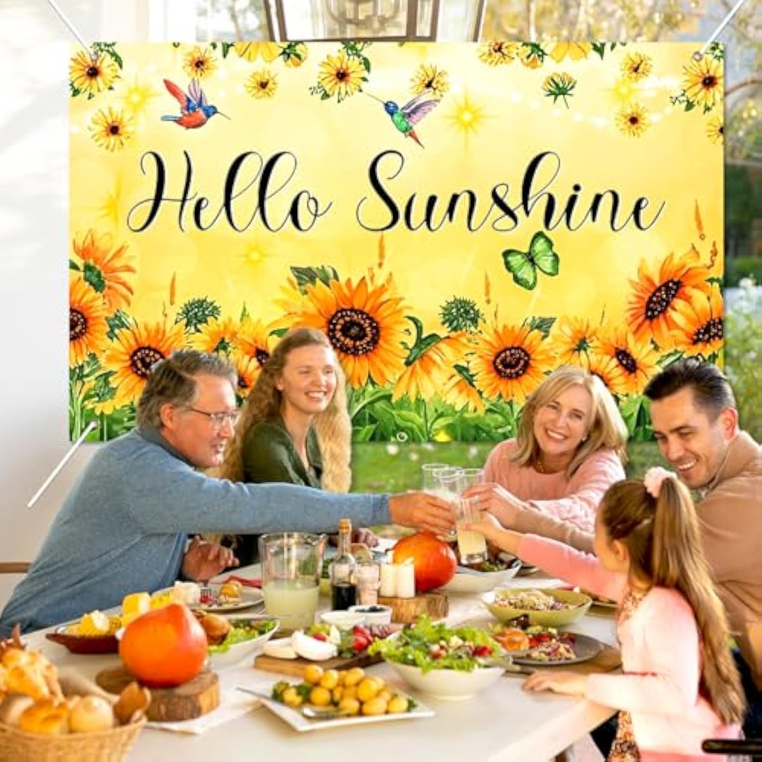 Spring Banner Hello Sunshine Welcome Spring Decorative Backdrop For Spring Summer Party Decorations Indoor Outdoor Home Use 71 * 43 Inchs Sunflower Floral Photo Booth Background