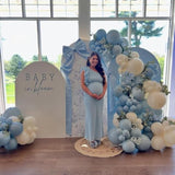 Dusty Blue Balloon Arch Kit,118Pcs Baby Blue And White Balloon Garland With Long Bow Balloons And Clear Balloons For Birthday Baby Shower Wedding Bridal Decorations
