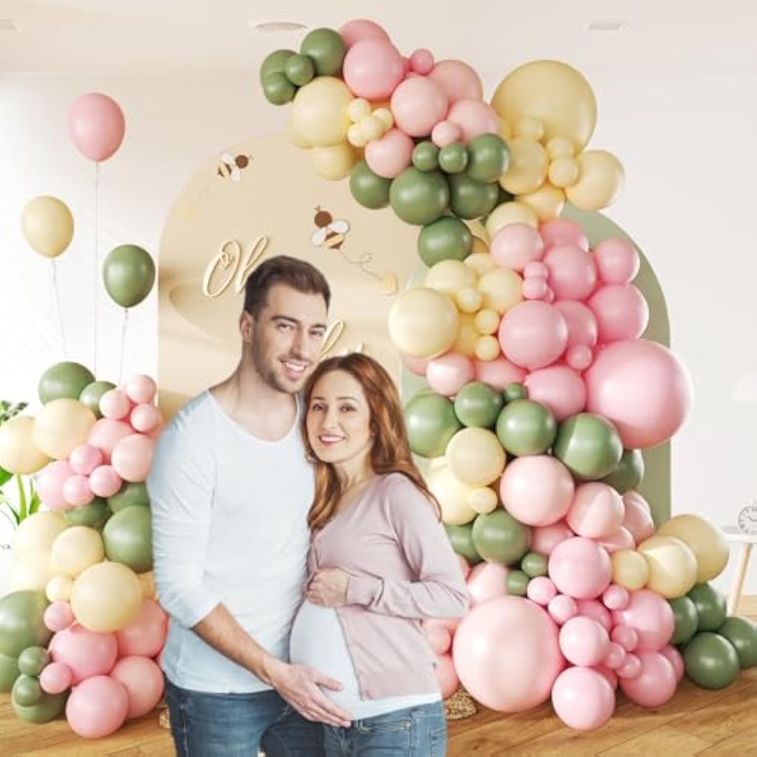 Pastel Balloon Arch Kit: Pink, Yellow, Sage Green Party Decor