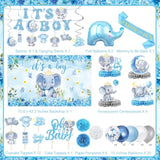 Elephant Baby Shower Decorations Banner, It'S A Boy Backdrop, Foil & Latex Balloons, Mommy To Be Sash, Cake & Cupcake Toppers, Honeycomb Centerpieces, Hanging Swirls For Boy Baby Shower Decorations