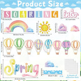 39Pcs Spring Bulletin Board Decorations Soaring Into Spring Classroom Bulletin Board Set Hot Air Balloon Rainbow Paper Cutouts For Classroom School Office Home Nursery Chalkboard Door Wall Decor