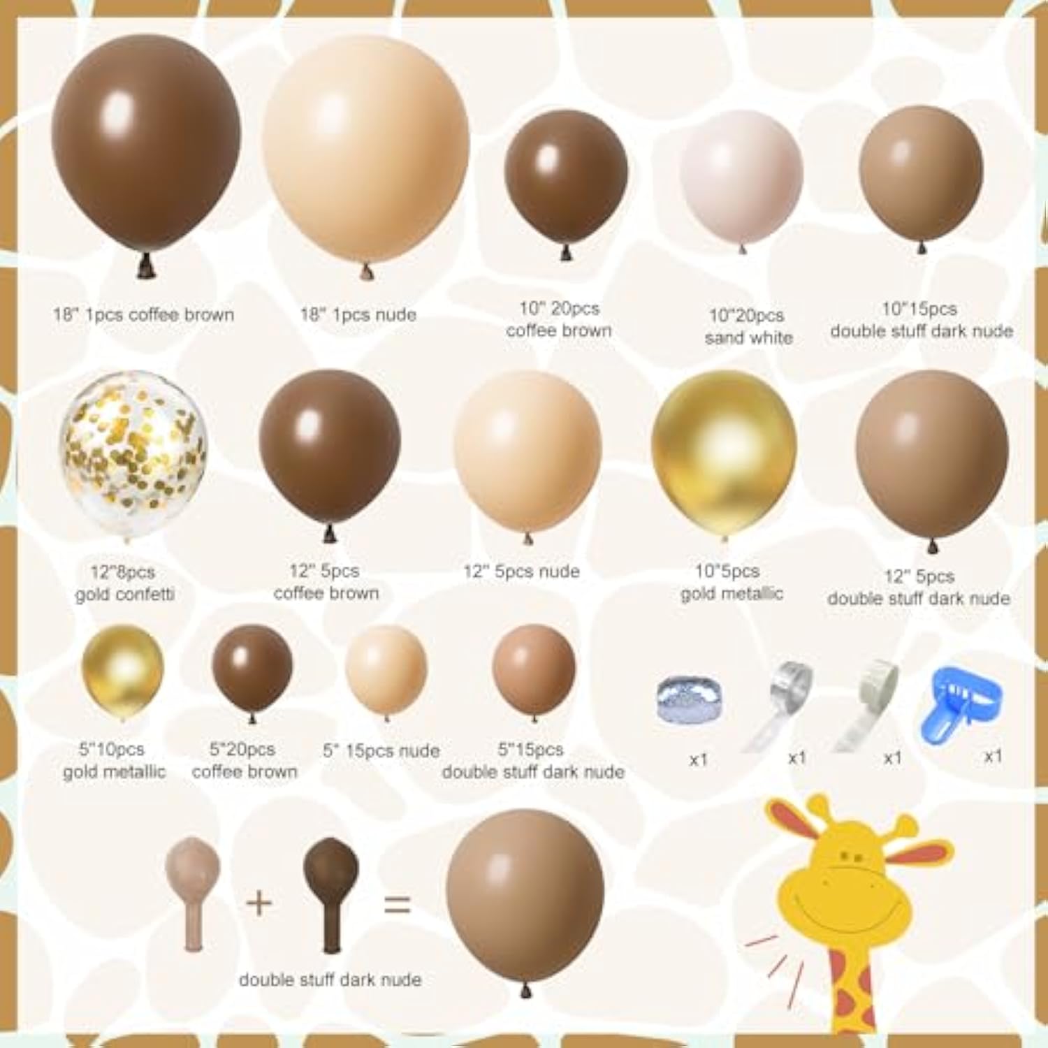 150Pcs Brown Balloons Garland Arch Kit, Different Size Brown Nude Boho Blush Tan Neutral Beige Gold Balloons For Woodland Bear Baby Shower Wedding Jungle Safari Birthday Party Decorations