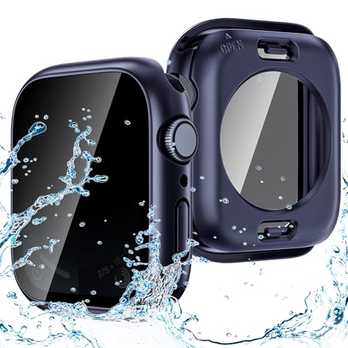 Privacy Waterproof Case Compatible For Apple Watch Screen Protector 44Mm Series 6/5/4, Se 3/2/1, Anti Spy Face Cover Back Bumper For Iwatch Accessories