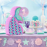 Mermaid Tail Pinata With Pinata Stick & Blindfold For Girls Mermaid Party Games Decorations Under The Sea Ocean Themed Birthday Party Supplies