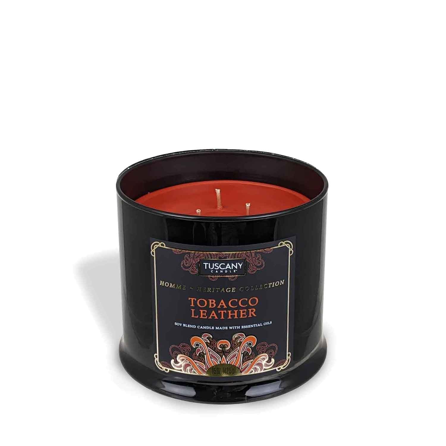 Tuscany Candle Tobacco Leather Scented Jar Candle, 15 oz