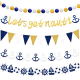 5 Pcs Lets Get Nauti Banner Nautical Cruise Party Decorations Set