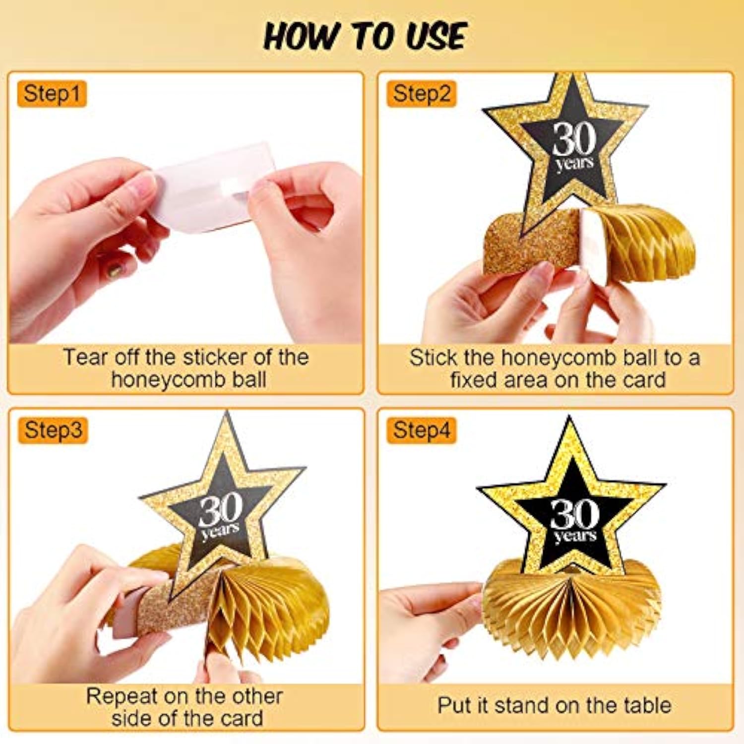 8 Pieces 30Th Birthday Decorations Honeycomb Centerpieces For Women Men Table Toppers 30Th Table Decorations For Thirty Years Birthday Party