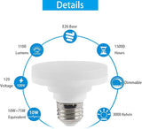 LED Puck Light Bulb E26 Base 1100 Lumens 3000K Dimmable Low Profile Flat Light Bulb ETL Listed
