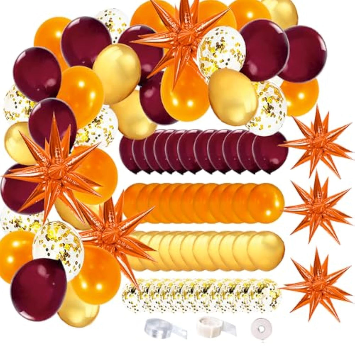 Fall Balloon Arch Kit 40PCS Burgundy Gold Orange Maroon Balloons for Birthday Wedding Party
