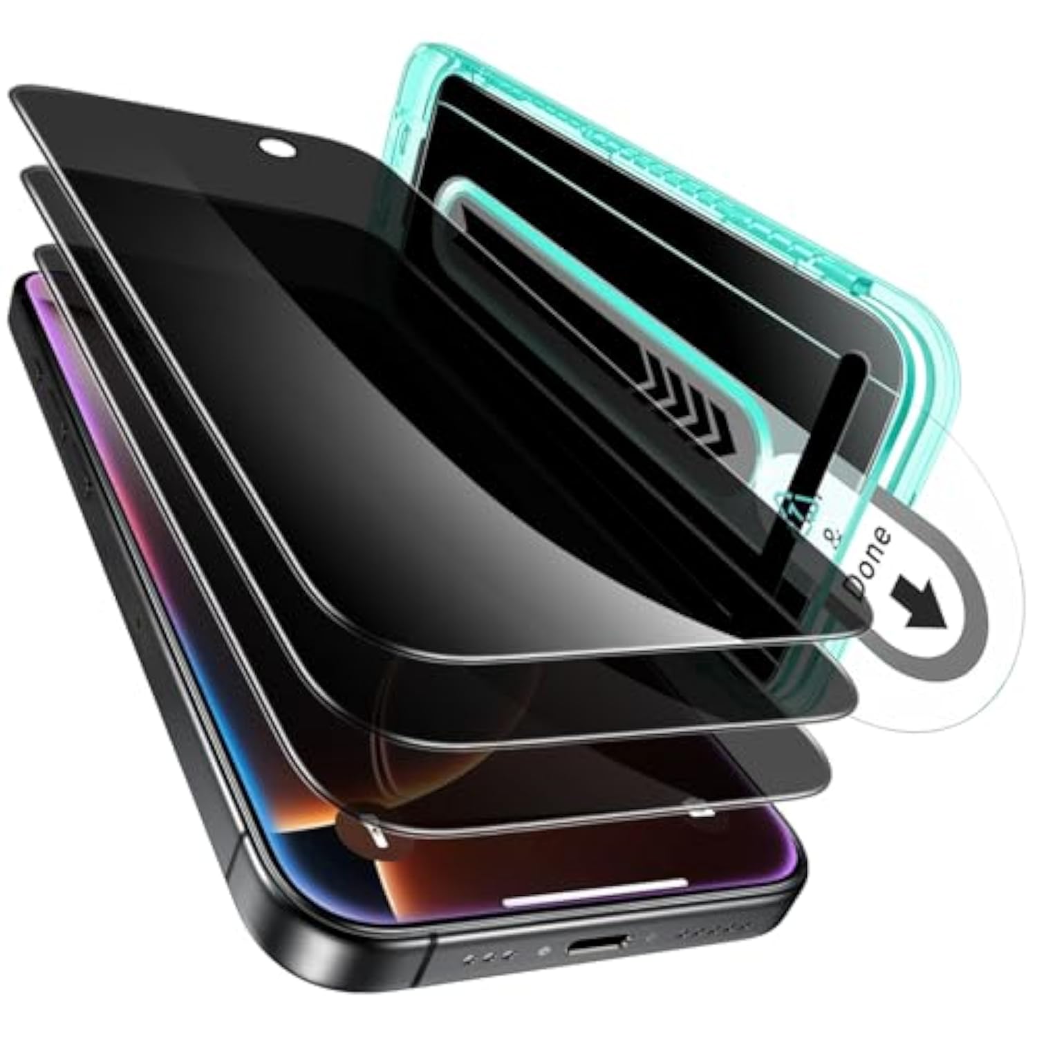 3-Pack Privacy Screen Protector for iPhone 16 Pro, Anti-Spy, Flawless Fit Tray, Case Friendly