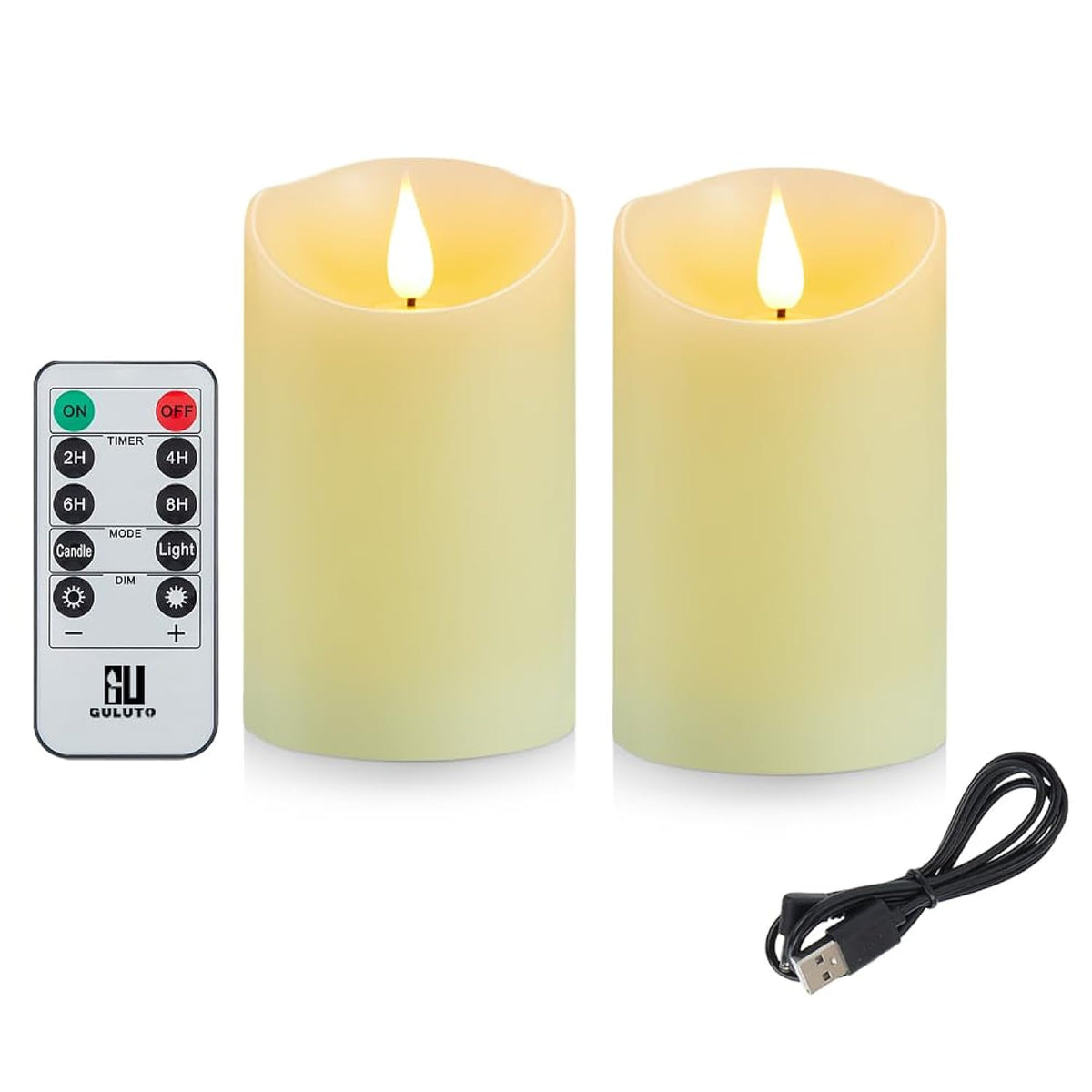 Rechargeable Candles, 3" X 4", Set Of 2, Flameless Candles With Remote And Timer, Led Pillar Candles Real Wax 3D Wick, Led Ivory Candles For Home, Wedding, Birthday
