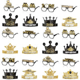 2026 New Year’s Eve 24-Piece Party Set with Black and Gold Hats and Glasses