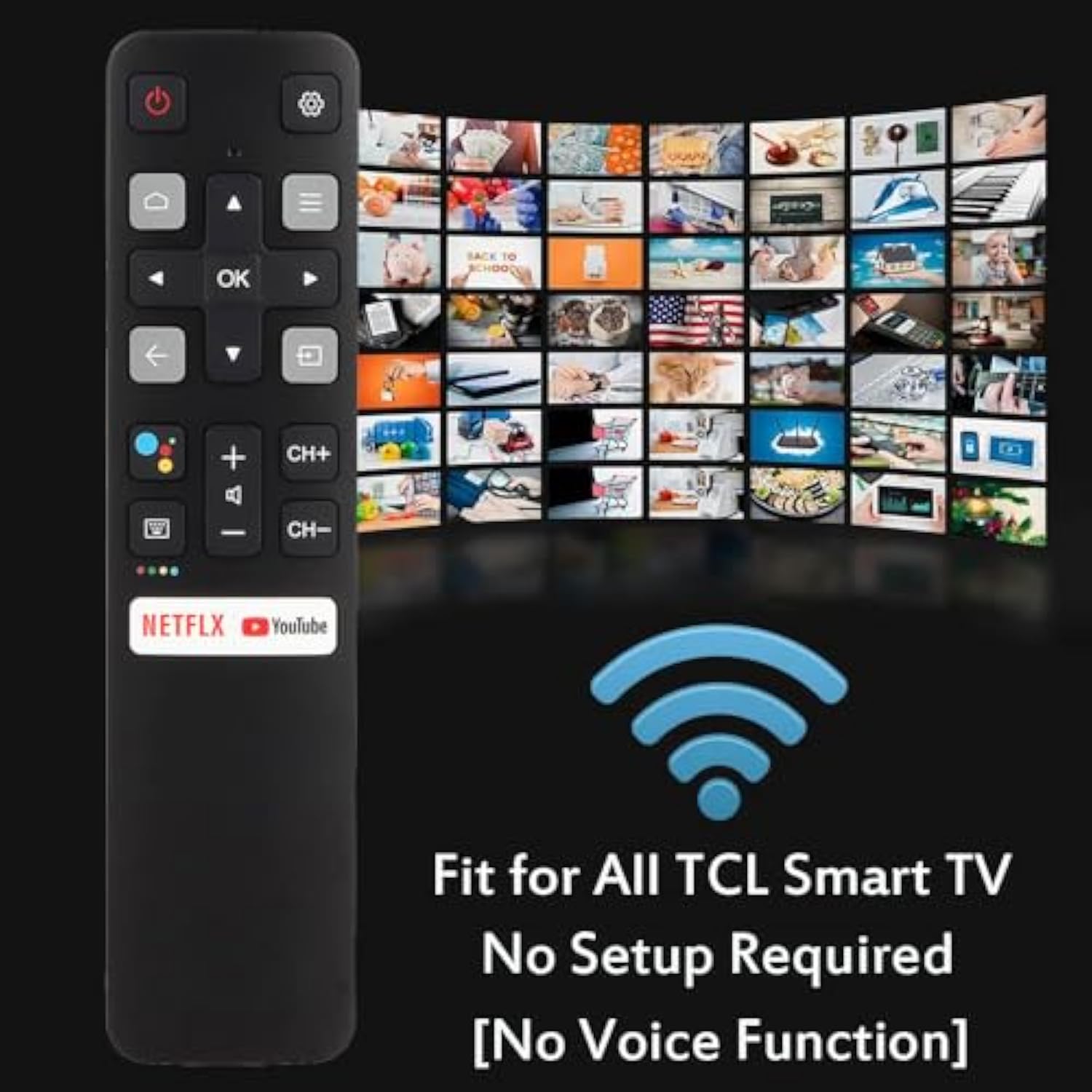 Universal Remote For All Tcl Smart Tv, Tv Remote Control Replacement Rc802V For All Tcl Tv Android 4K Tvs - No Setup Required [Without Voice Command]