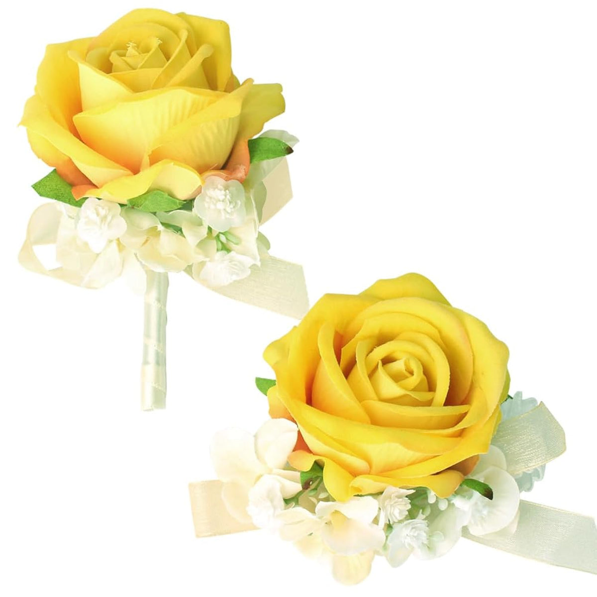 Yellow Rose Corsage Wristlet And Boutonniere Set Wrist Corsage For Wedding Artificial Flowers Party Groom Decoration