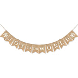 Burlap Joy To The World Banner Happy Winter Holiday Snowfalke Garland Christmas Decoration Supplies