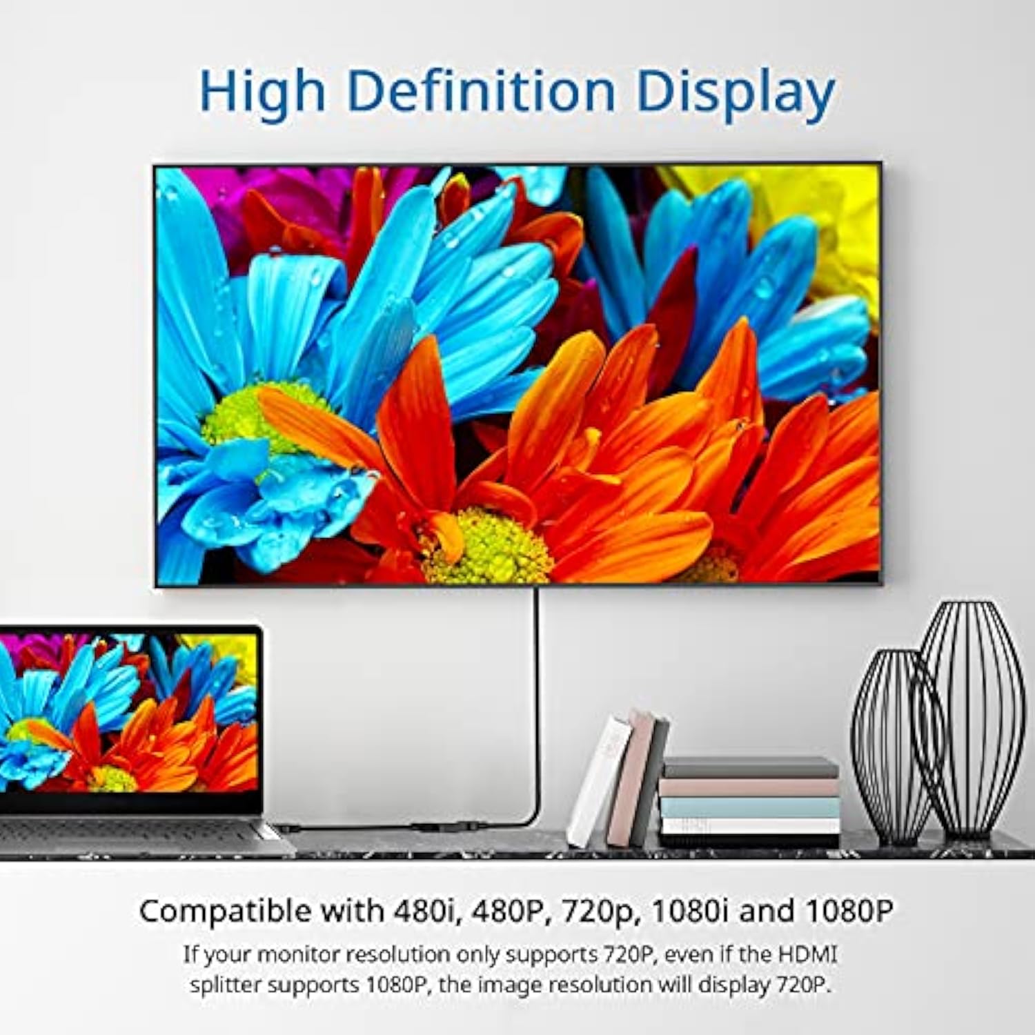 Hdmi Splitter Adapter Cable - Hdmi Splitter 1 In 2 Out Hdmi Male To Dual Hdmi