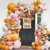 149Pcs Pink Fall Balloon Garland Arch Kit Orange Nude Gold with Pumpkin for Thanksgiving