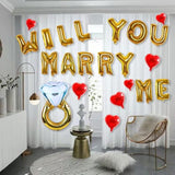 Will You Marry Me Letter Balloons Banner, 16Inch Gold Letter Foil Ball