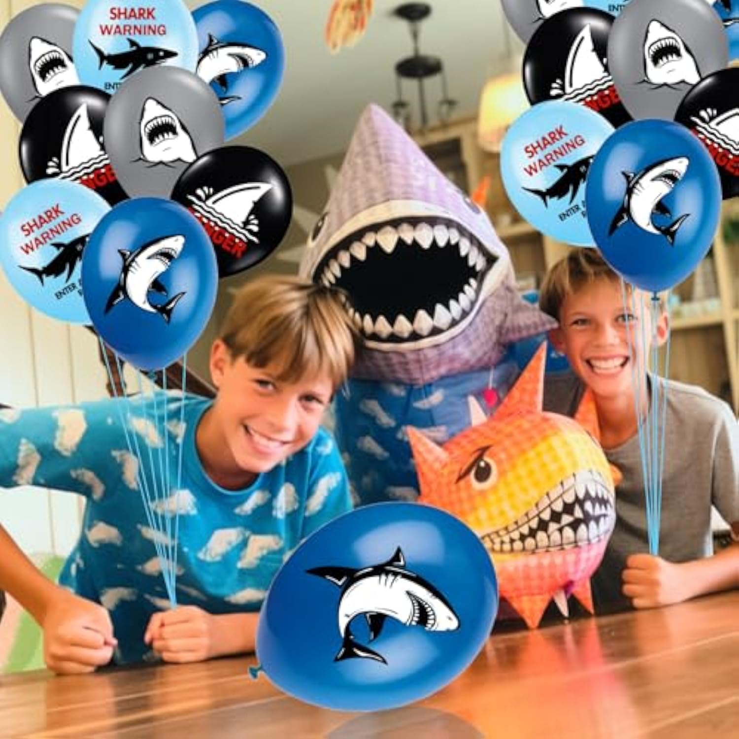 40 Pcs Shark Birthday Balloons Shark Party Balloons Shark Birthday Decorations Blue Ocean Balloons Shark Party Supplies, Shark Birthday Party Supplies