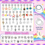 130 Pcs Charm Bracelet Making Kit, Jewelry Toy For Girl Age 8-12 Beads Craft Set For 5 6 7 8 9 10 11 12 Year Old Teenage Birthday Gift