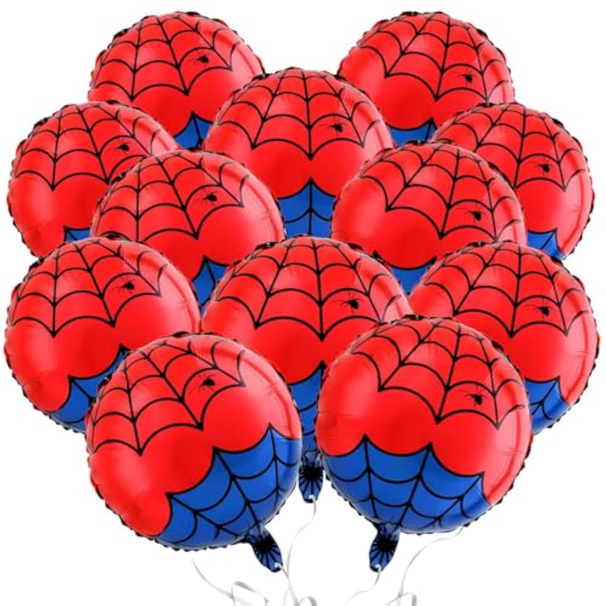 12 Pcs 18 Inch Spider Themed Foil Balloons - Happy Birthday Balloon For Vibrant Party Decorations, Durable & Reusable Foil Mylar Balloons, Perfect For Spider Birthday Party Supplies