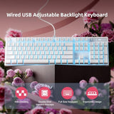 Mechanical Gaming Keyboard, Wired Usb Rgb Backlit Keyboard, 104-Key 100% Anti-Ghosting Mechanical Keyboard With Red Switches, Side-Printed Keycaps For Windows Pc & Mac
