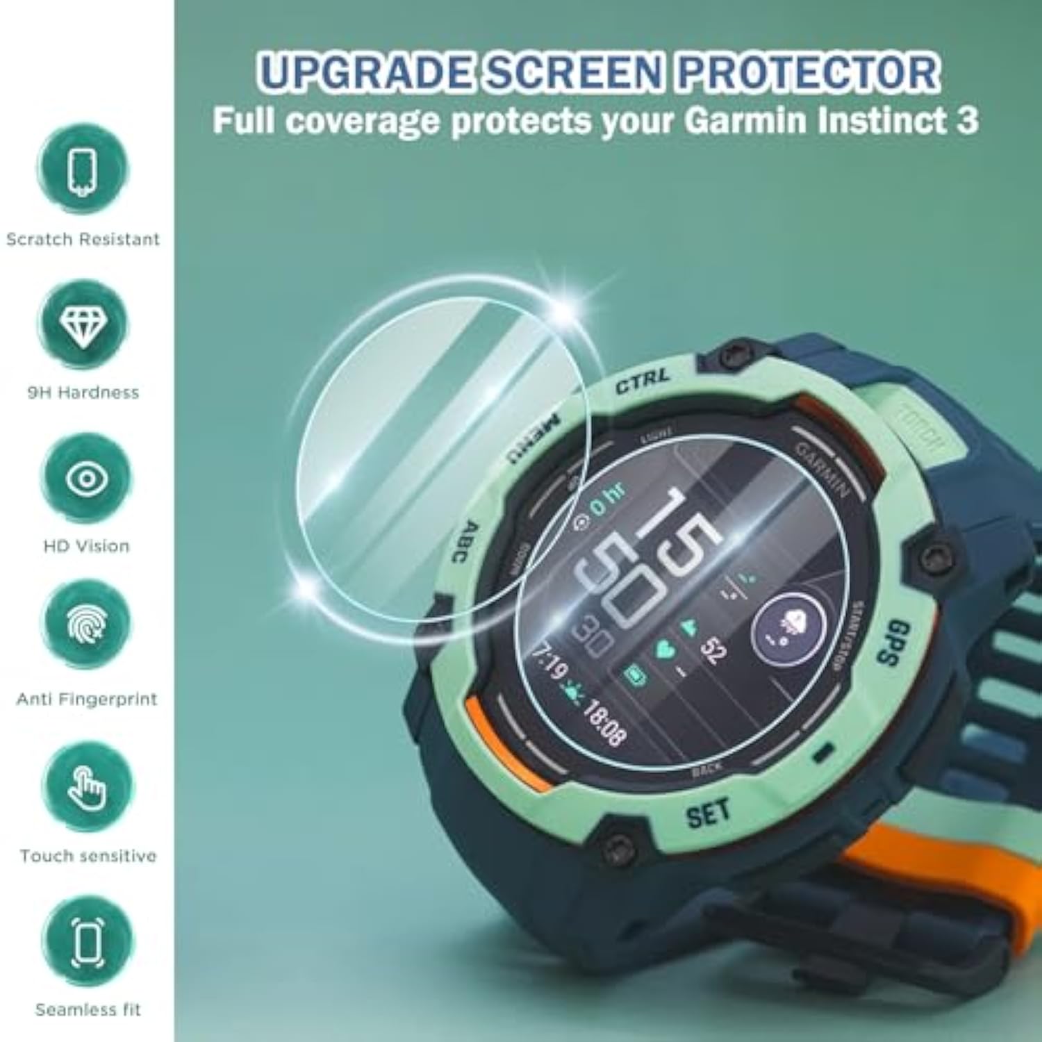 4 Pack Compatible For Garmin Instinct 3 Screen Protector 50Mm Clear, Ultra-Thin 9H Tempered Glass Watch Protective Film With 2.5D Edge Anti-Scratch For Instinct 3 50Mm Amoled/Solar Protector