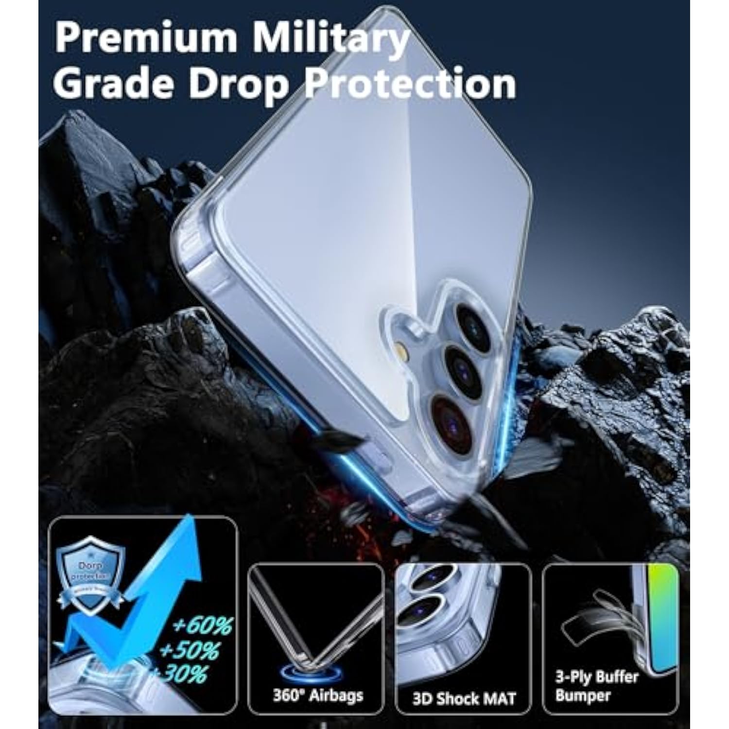 Samsung Galaxy S24 Clear Case, Military-Grade Shockproof, Slim, 6.2 Inch