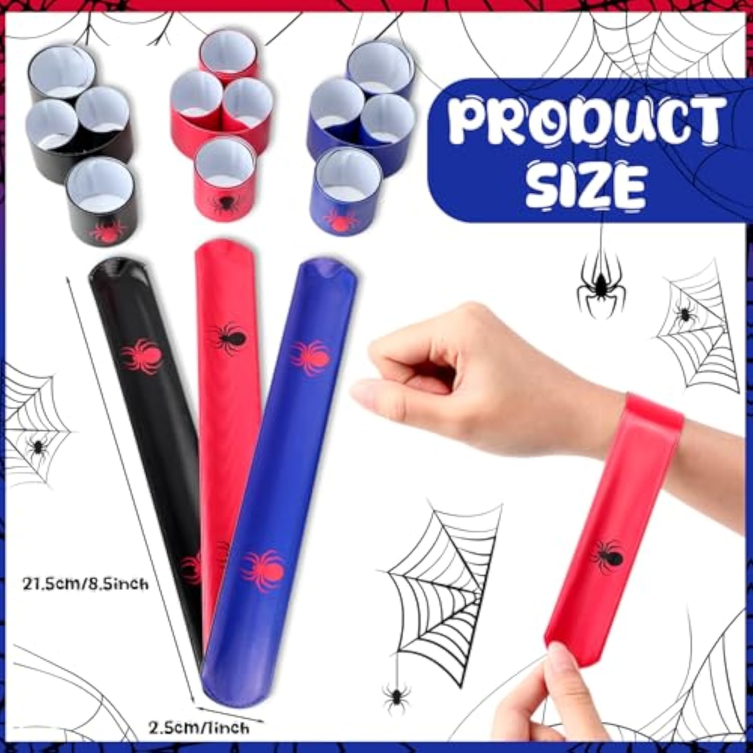60 Pcs Spider Party Favors Include Spider Sunglasses, Web Gift Tote Bags, Slap Wristbands, Silicone Keychains And Blue Red Star Bubble Wands For Birthday Comic Hero Party Decoration