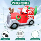 Christmas Inflatable 6Ft Santa Claus Outdoor Decorations Blow Up Gift Truck With Presents & Squirrel Lighted Xmas Car Ou