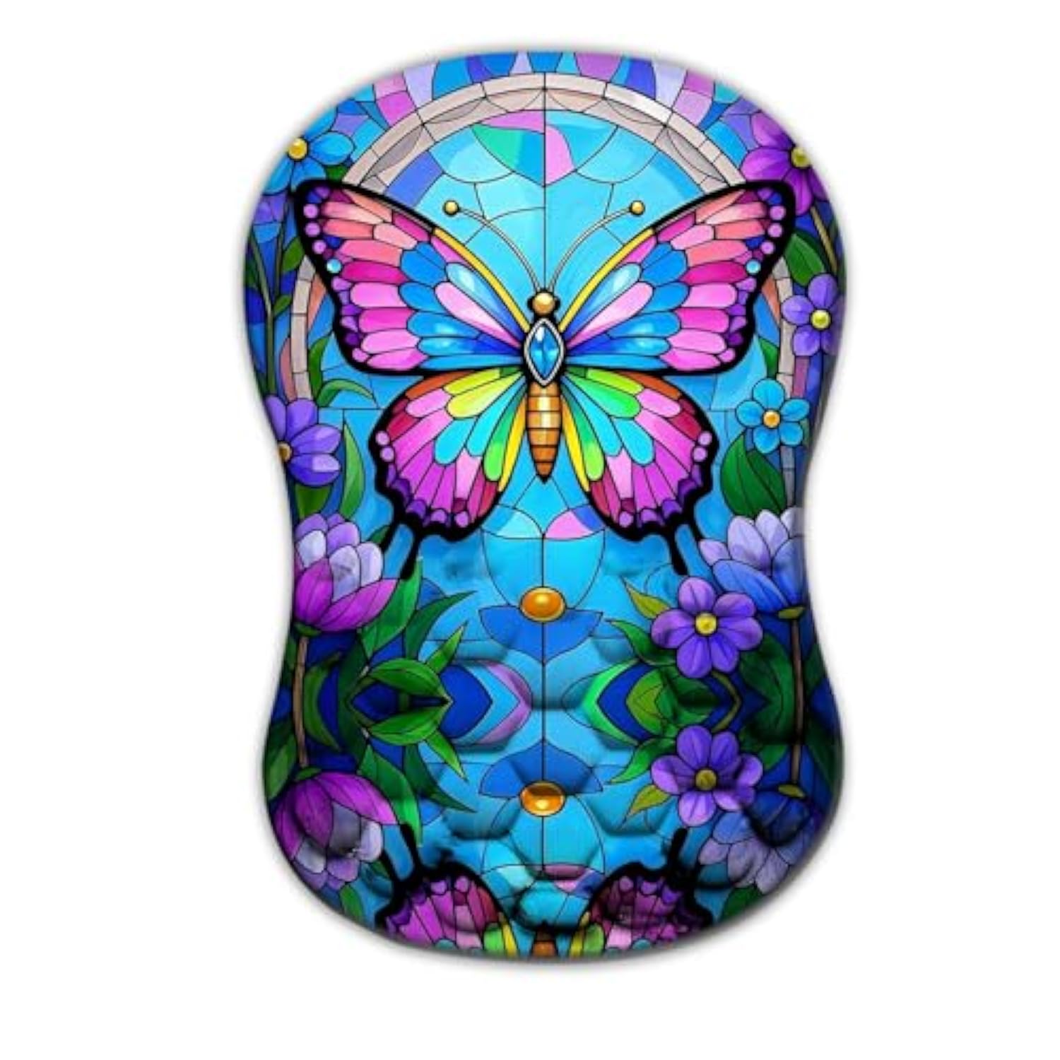 Colourful Butterfly Ergonomic Mouse Pad Wrist Support, Non-Slip Soft Wrist Rest With Massage Computer Keboard And Pc Mousepad For Office And Gaming(Wrist29)