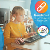 JustJamz Bulk Ear Buds Jelly Matte - 30 Pack of Colorful in-Ear Earbuds - Wired Earbuds - Stereo Sound - Silicone Earbud Tips - 3.5mm Stereo Multi-Color Earbuds for School, Classrooms, Libraries