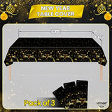 3pcs Happy New Year Tablecloth 108x54in 2026 Party Decorations