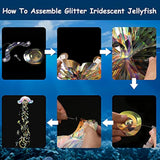 4 Pieces Glitter Iridescent Jellyfish Hanging For Under The Sea Party